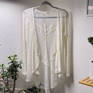 Blu Planet Ivory Lace Open-Front Cardigan